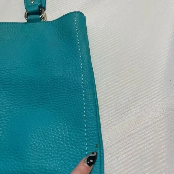 Cole Haan Blue Leather Tote Purse Handbag - Picture 3 of 10